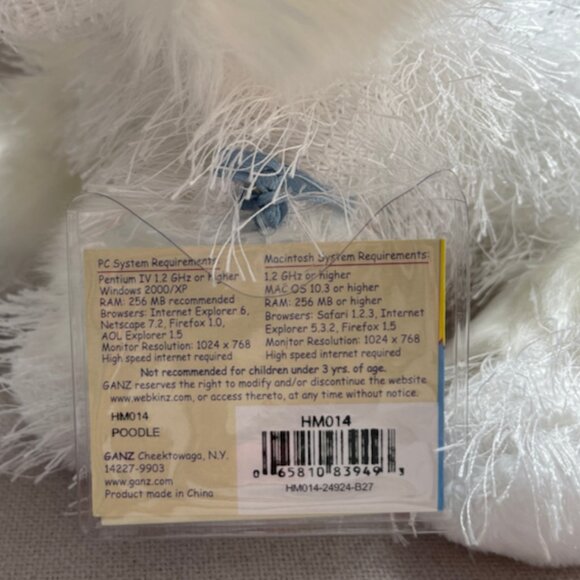 NWT Webkinz Ganz White Poodle Dog Plush Stuffed Animal HM014 New Sealed Code - Picture 4 of 4